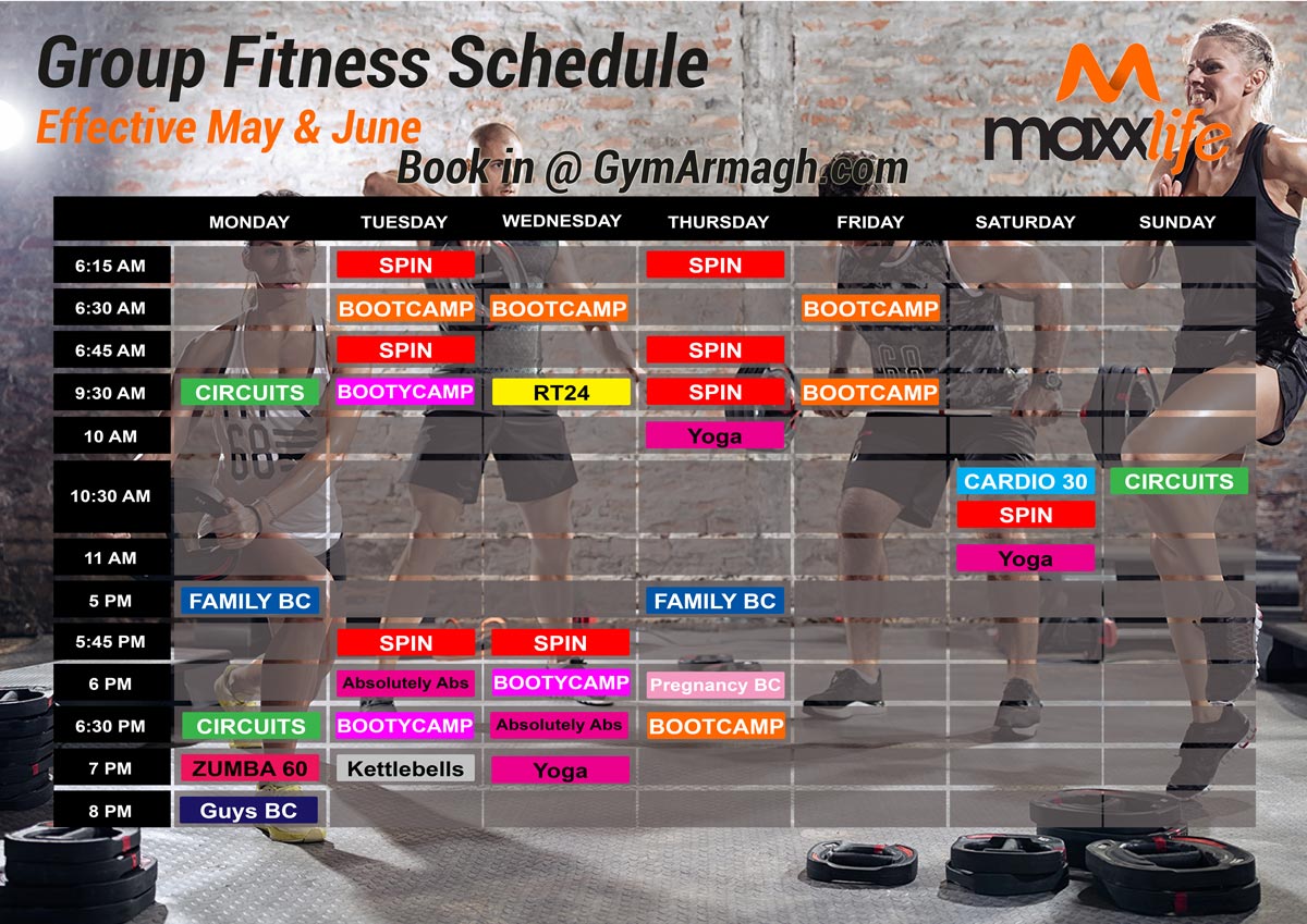 Class Schedule May 2019 Maxx Life Gym Armagh 1619